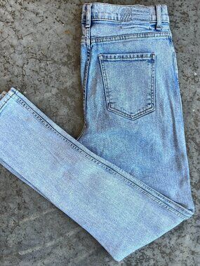 REVICE Denim High Rise Light Wash Distressed Straight Leg Jeans Women's Size 28